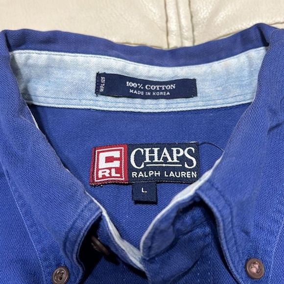 Chaps Ralph Lauren Blue Button Down Shirt Size: L - Picture 9 of 9